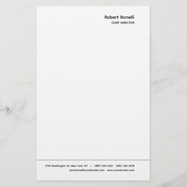 Minimalist Plain White Modern  Stationery (Front)
