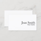 Minimalist Plain White Piano Teacher  Business Card (Front/Back)