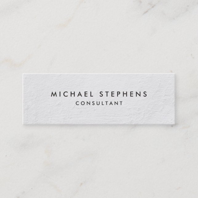 Minimalist Plain White Texture Mini Business Card (Front)