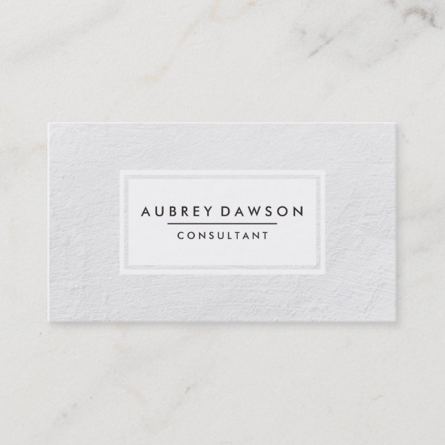 Minimalist Plain White Texture with Frame Business Card (Front)