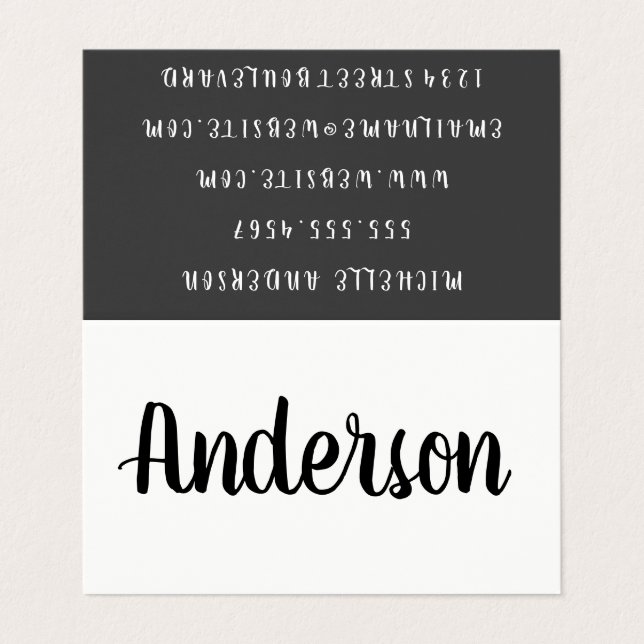 Minimalist Plain White with Cursive Text Business Card (Outside Unfolded)