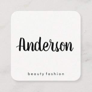 Minimalist Plain White with Cursive Text Square Business Card