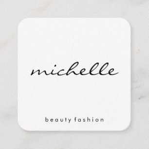 Minimalist Plain White with Cursive Text Square Business Card