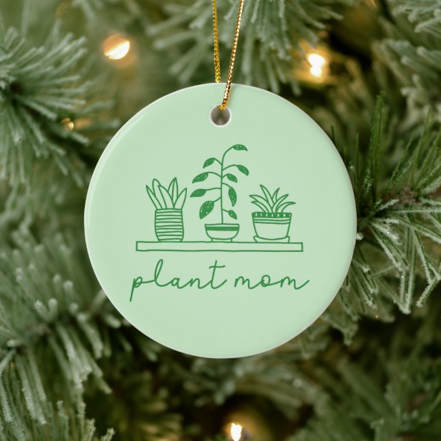 Minimalist Plant Mom Cute Plant Lover Ceramic Ornament (Tree)