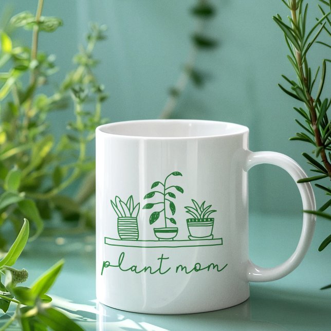 Minimalist Plant Mom Cute Plant Lover Coffee Mug (Creator Uploaded)