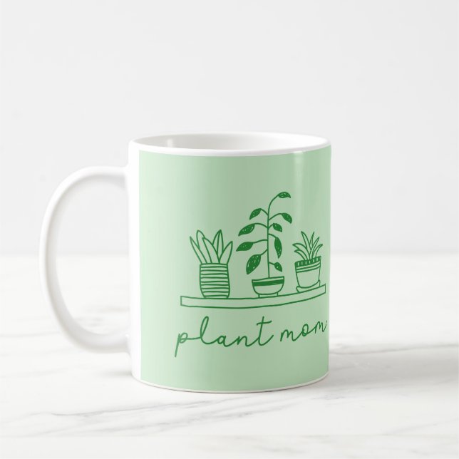 Minimalist Plant Mom Cute Plant Lover Coffee Mug (Left)