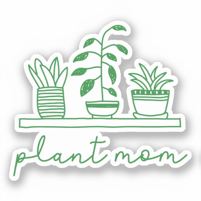 Minimalist Plant Mom Cute Plant Lover Sticker (Front)