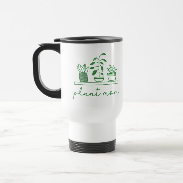 Minimalist Plant Mom Cute Plant Lover Travel Mug (Left)