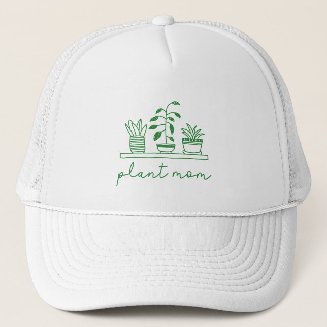 Minimalist Plant Mom Cute Plant Lover Trucker Hat (Front)