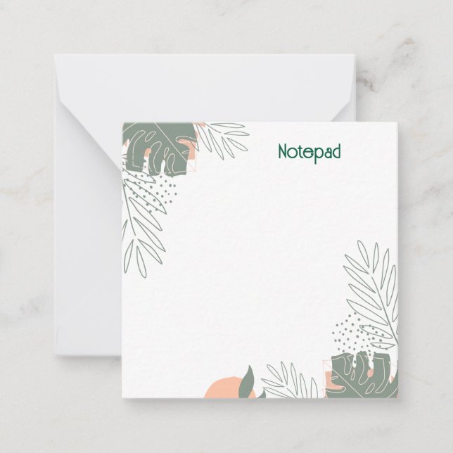 Minimalist plant paper notebook note card (Front)