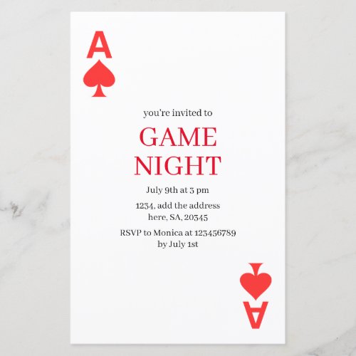 Minimalist Playing Card Game Night Add Details 