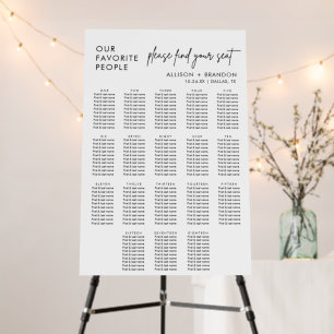Minimalist Please Find Your Seat Chart 18 Tables Foam Board