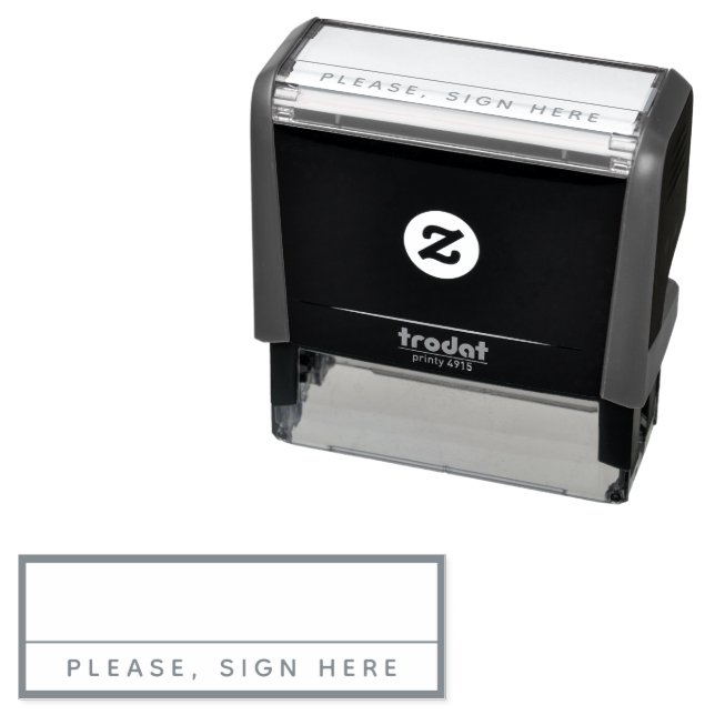 Minimalist Please sign here rectangle frame Self-inking Stamp (In Situ)