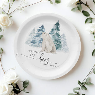 Minimalist Polar bear baby shower Paper Plates