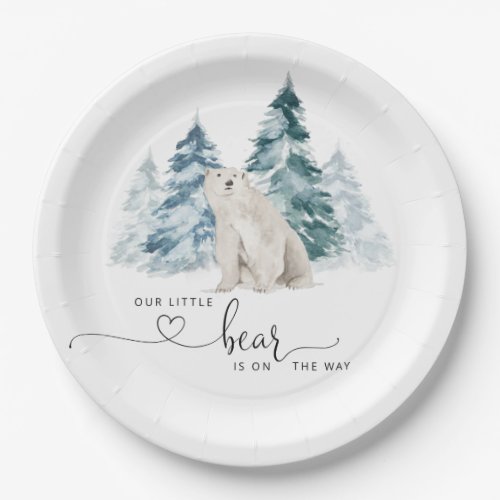 Minimalist Polar bear baby shower Paper Plates