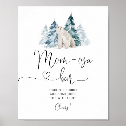 Minimalist polar bear mom_osa bar Poster