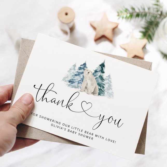 Minimalist polar bear thank you card (Creator Uploaded)