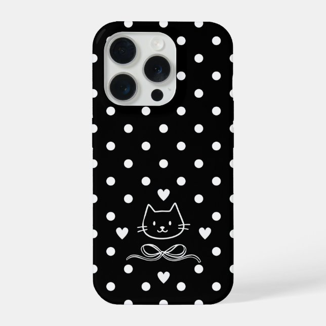 Minimalist Polka Dot Cat iPhone Case (Back)
