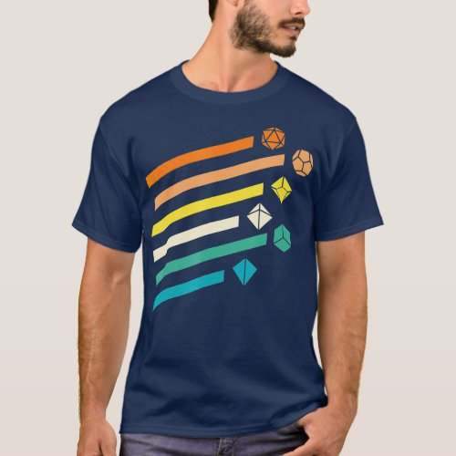 Minimalist Polyhedral Dice Set Retro Colors D20  T_Shirt