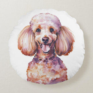 Minimalist Poodle Dog Inspired  Round Pillow