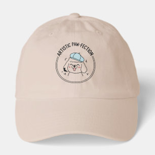 Minimalist Poodle Puppy Happy Doodle Beige Accent Hat