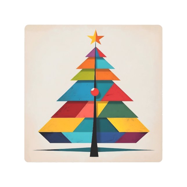 Minimalist Pop Art Geometric Christmas Tree (Front)