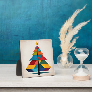 Minimalist Pop Art Geometric Christmas Tree Plaque