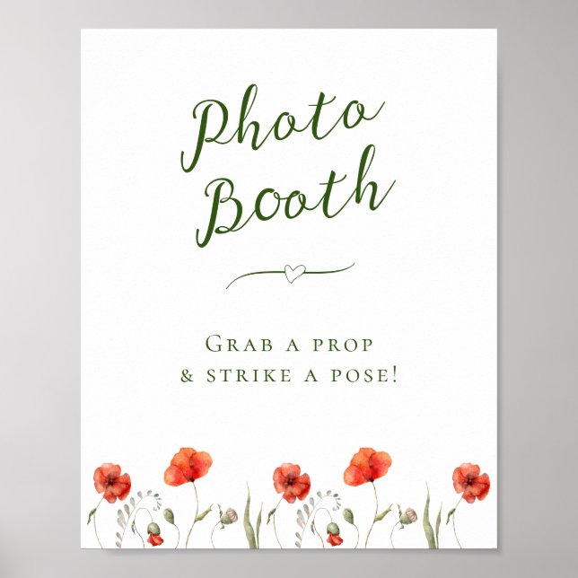 Minimalist Poppies Photo Booth Sign (Front)