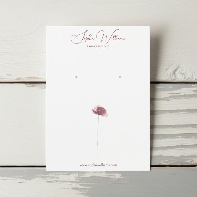 Minimalist Poppy Earring Jewlery Display Card (minimalist earring simple poppy display card)