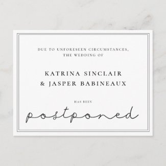 Minimalist Postponed Wedding Announcement Postcard