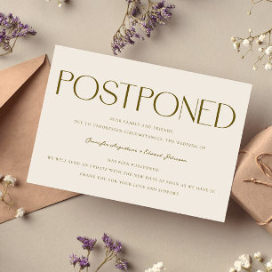 Minimalist Postponed Wedding Update Cream Invitation