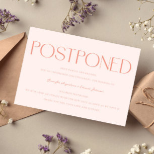 Minimalist Postponed Wedding Update Peach Invitation