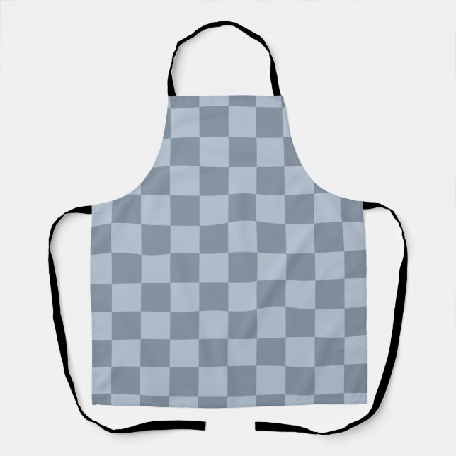 Minimalist Powder Blue Checkerboard Pattern Apron (Front)