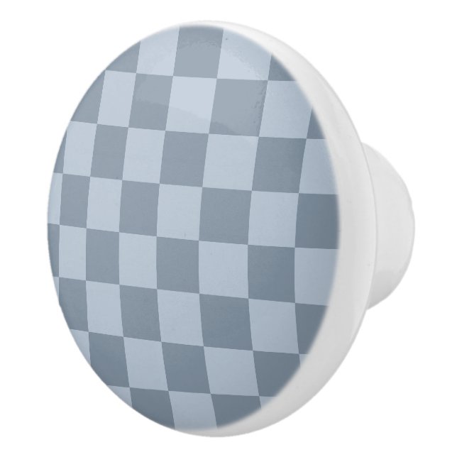 Minimalist Powder Blue Checkerboard Pattern Ceramic Knob (Right)
