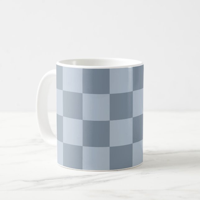 Minimalist Powder Blue Checkerboard Pattern Coffee Mug (Front Left)