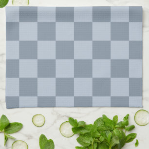 Minimalist Powder Blue Checkerboard Pattern Kitchen Towel