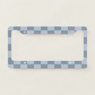 Minimalist Powder Blue Checkerboard Pattern  License Plate Frame