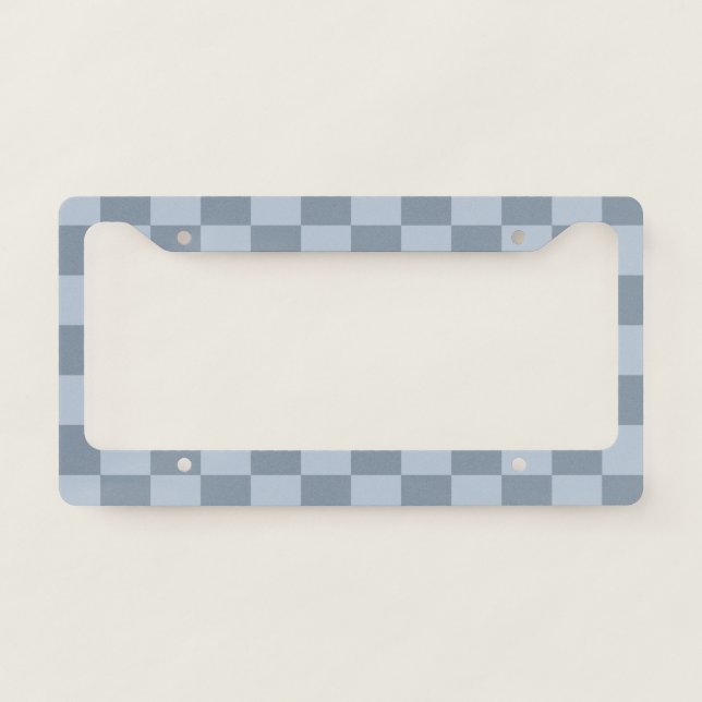 Minimalist Powder Blue Checkerboard Pattern  License Plate Frame (Front)