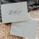 Minimalist Powder Blue Wedding Thank You  Postcard<br><div class="desc">Express your heartfelt gratitude to your guests with these lovely modern and minimalist hand lettered thank you postcards in a powder blue color background.  Easily customize your personal data of choice.  An ideal fit for any unique wedding style and theme.</div>