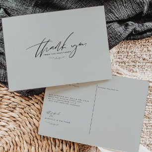Minimalist Powder Blue Wedding Thank You Postcard