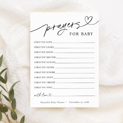 Minimalist Prayers and Wishes for Baby Card
