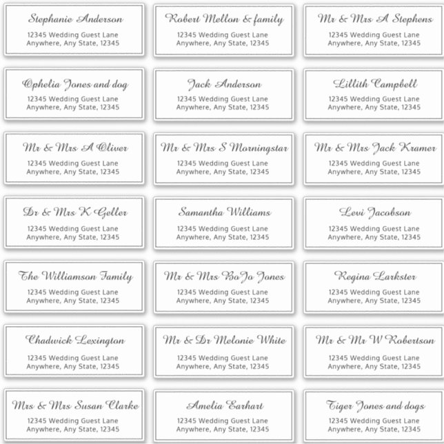 Minimalist Pre-Addressed Guest Name Address Sticker (Front)