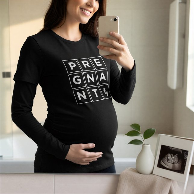 Minimalist Pregnant Geometric Squares | Announce Tri-Blend Shirt (Creator Uploaded)