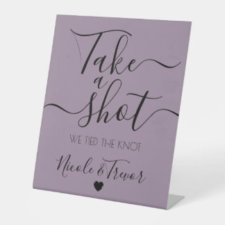 Minimalist Pretty Calligraphy Wedding Take a Shot Pedestal Sign