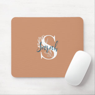 Minimalist pretty color Elegant floral and text Mouse Pad