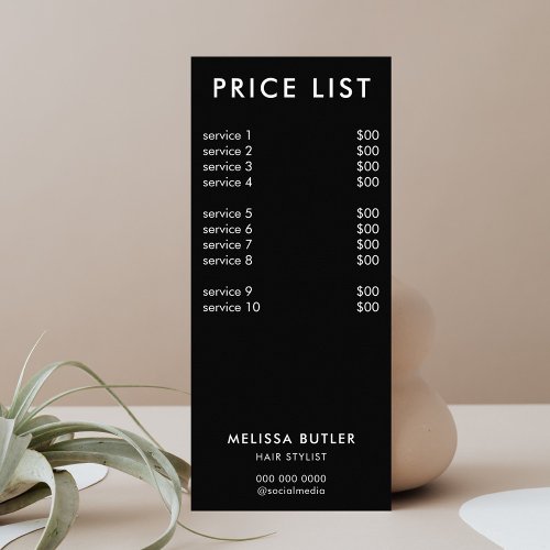 Minimalist Price List Rack Card