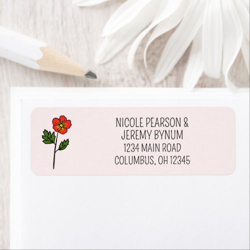 Minimalist Primrose Wedding Address Label