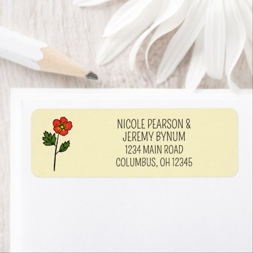 Minimalist Primrose Wedding Address Label