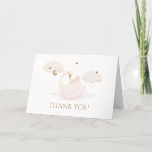 Minimalist Princess Swan Moon Star Baby Shower Thank You Card