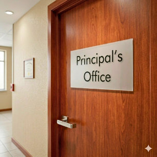 Minimalist Principal’s Office White Classic Door Sign
